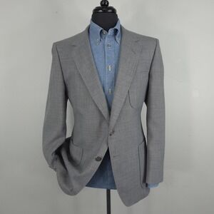 Vintage DAKS Blazer Mens 42 Gray Wool Sport Coat Jacket Patch Pockets USA 60s